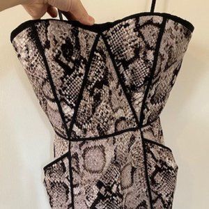 BCBGMAXAZRIA Sleeveless Snakeskin Print Midi Dress